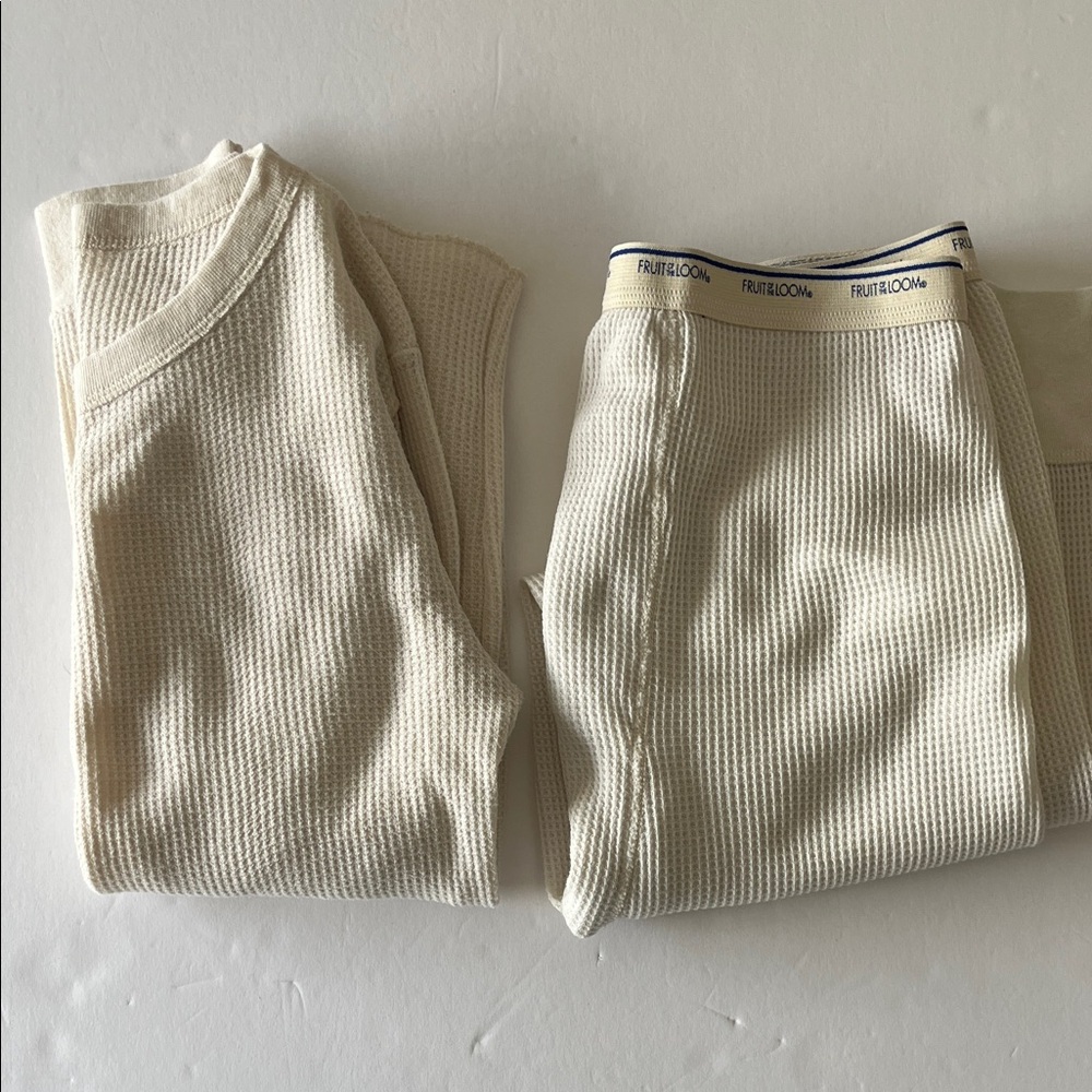 Fruit of the Loom Men's Beige Thermal Underwear Set